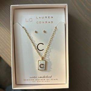 Lauren Conrad C necklace and earrings